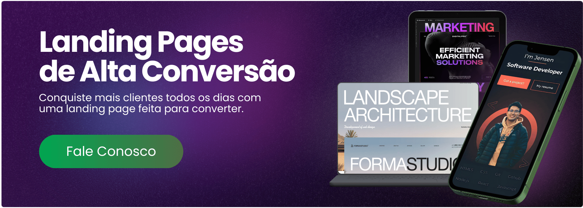 ayout moderno exibindo serviços de criação de sites e design gráfico para empresas.”